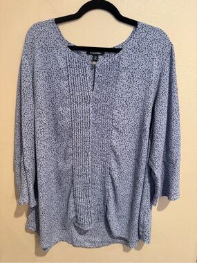 Roz&Ali Lavender Pintuck Peasant Blouse 3/4 Slit Sleeves and Gold Button detail